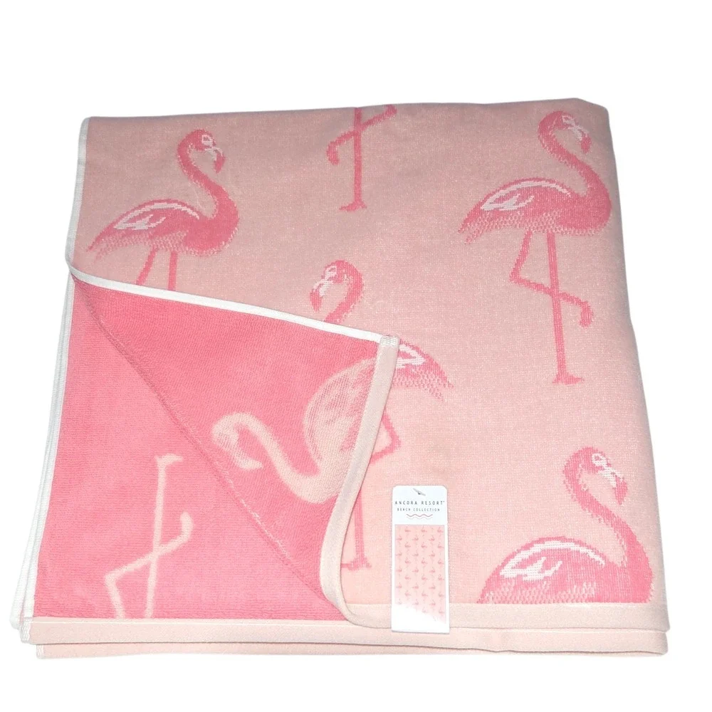 Ancora Resort Collection Cotton Pink Flamingo‎ Beach Towel 36x68 Quick Dry